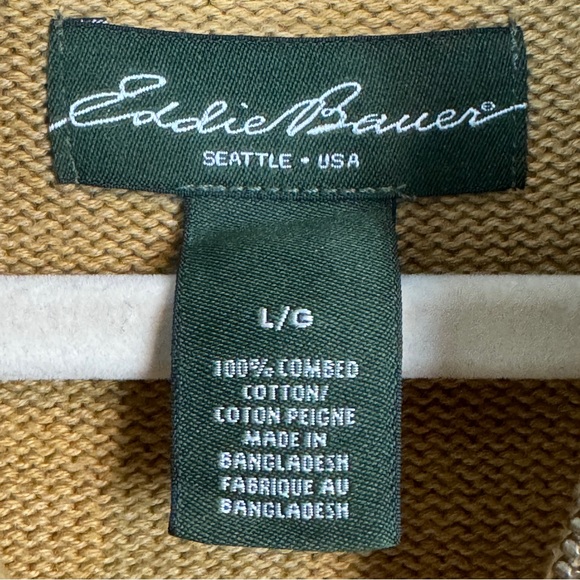Eddie Bauer Tan Quarter Zip Pullover Sweater L - Picture 3 of 7